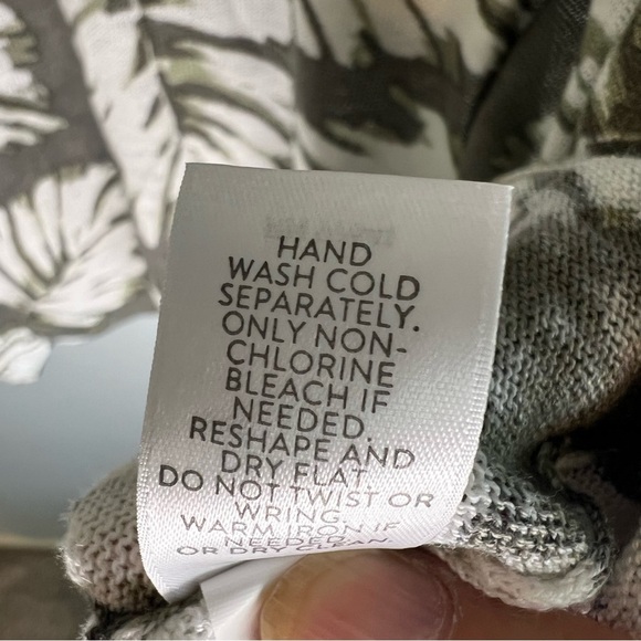 NWT J Jill Linen Blend Sweater Women's Size XL Palm Leaf Print Lightweight Knit - Picture 8 of 9